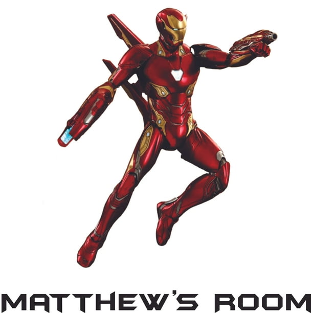 Personalised Any Name Iron man Design Wall Decal 3D Sticker Vinyl Bedroom 100